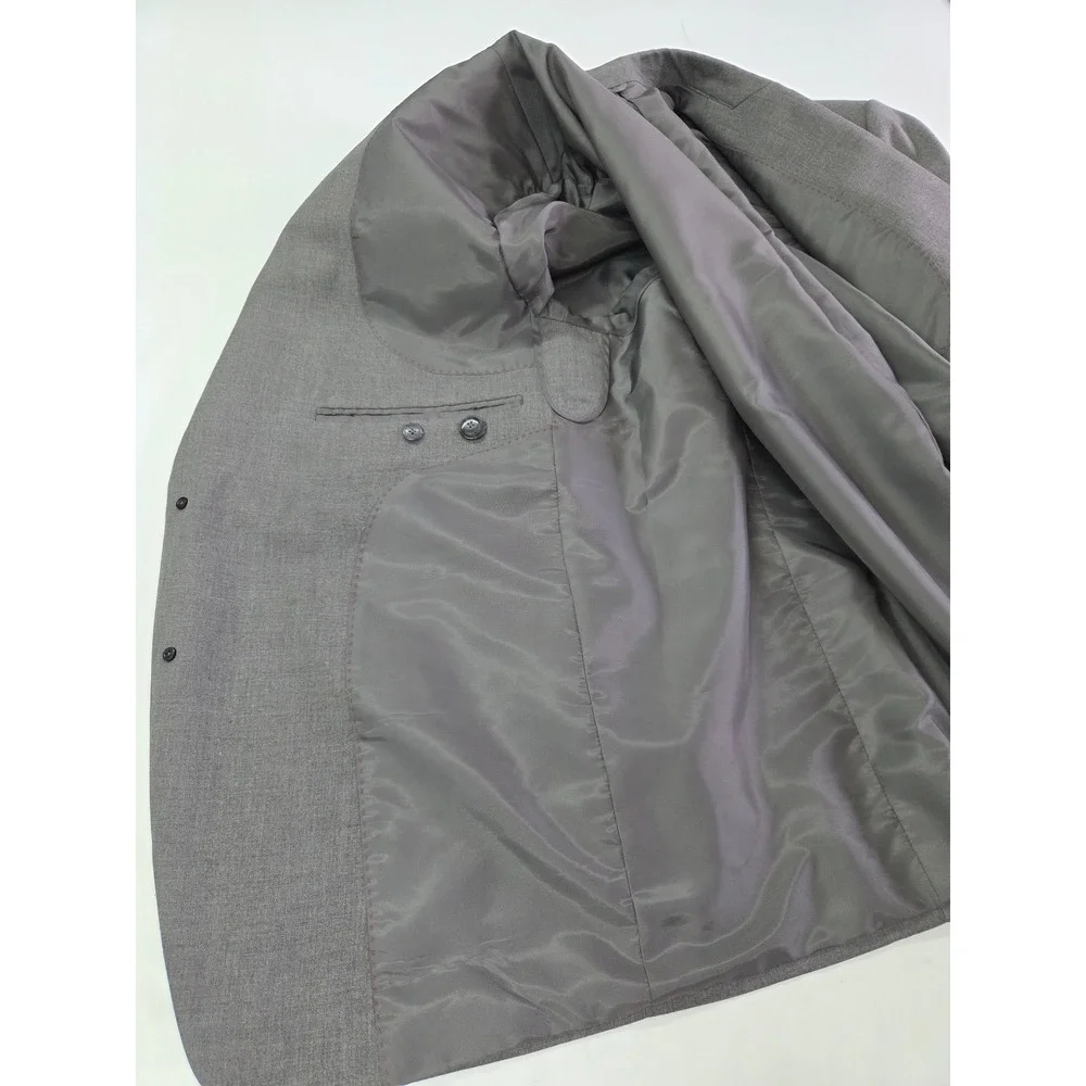 Francesco Men Gray Wool Cashmere Two Button Blazer Sport Coat Jacket Bespoke 52R